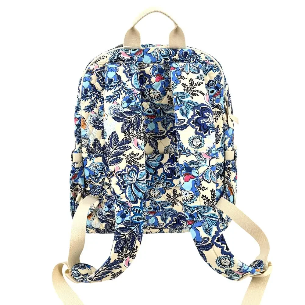 Vera Bradley Disney Bancroft Backpack Stitch Leafy Blooms Quilted Premium Cotton